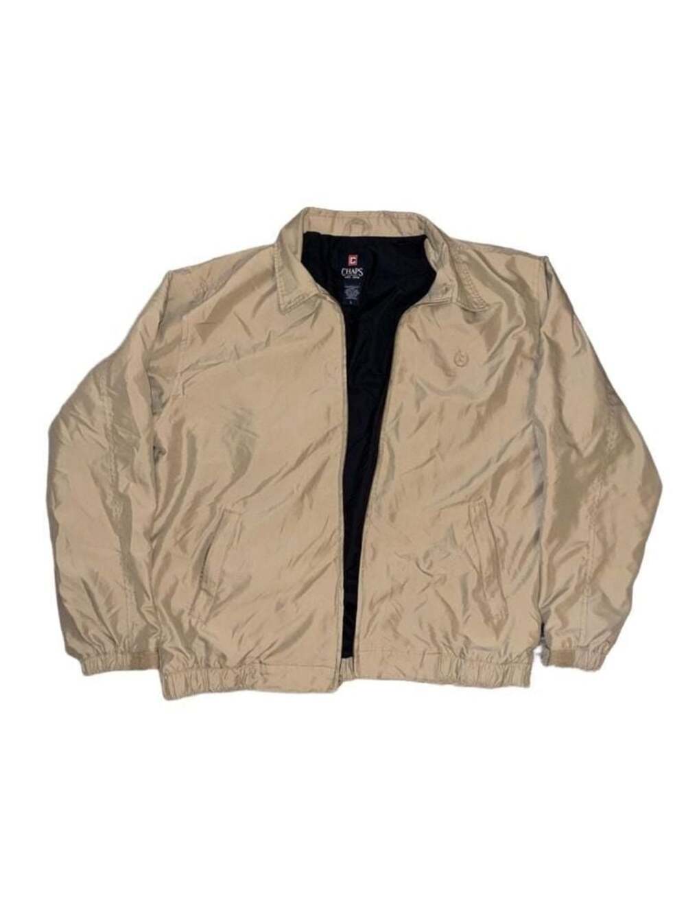 Chaps Men's Beige Full Zip Harrington Windbreaker Jacket Size L